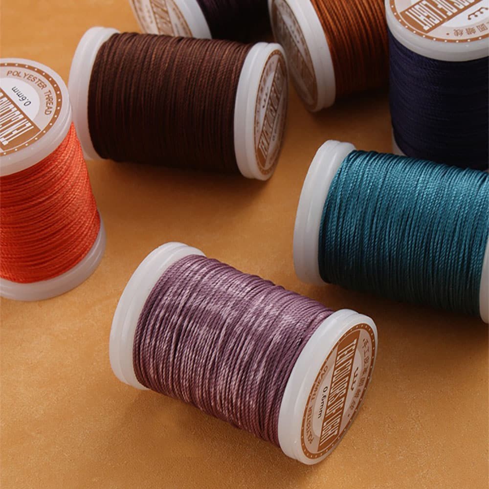 Hand Sewing Polyester Waxed Thread 0.6mm 135m No Fray No Fuzz for Leather DIY