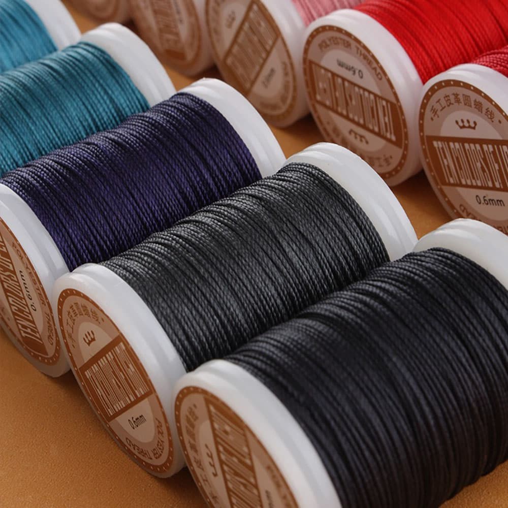 Hand Sewing Polyester Waxed Thread 0.6mm 135m No Fray No Fuzz for Leather DIY