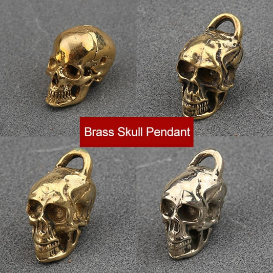 Brass Copper Skull Pendant Keychain Vintage Biker Style Creative Accessory