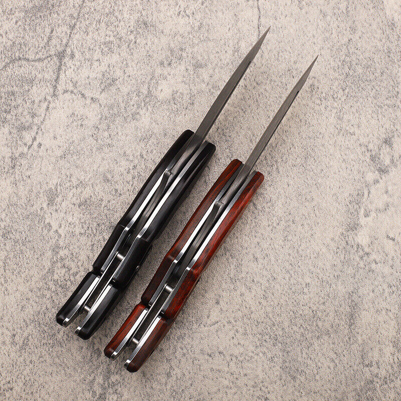 Cuchillo plegable portátil de alta dureza para exteriores con hoja de Damasco y mecanismo variable