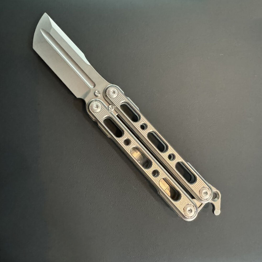 Titanium Practice Balisong Butterfly Trainer Folding Knife bottle opener EDC Outdoor Toy
