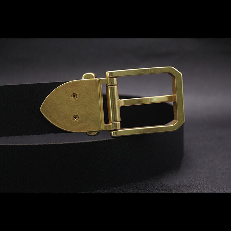 Polished Solid Brass Pin Belt Buckle for Men Dress Leatherwork Craft DIY 40mm