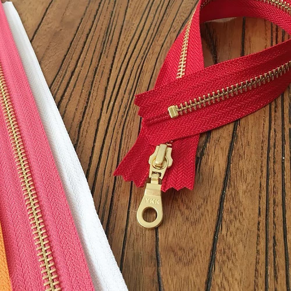 YKK 30cm Size #5 Metal Zipper Brass Pull for DIY Leather Bags Hardware Accessories