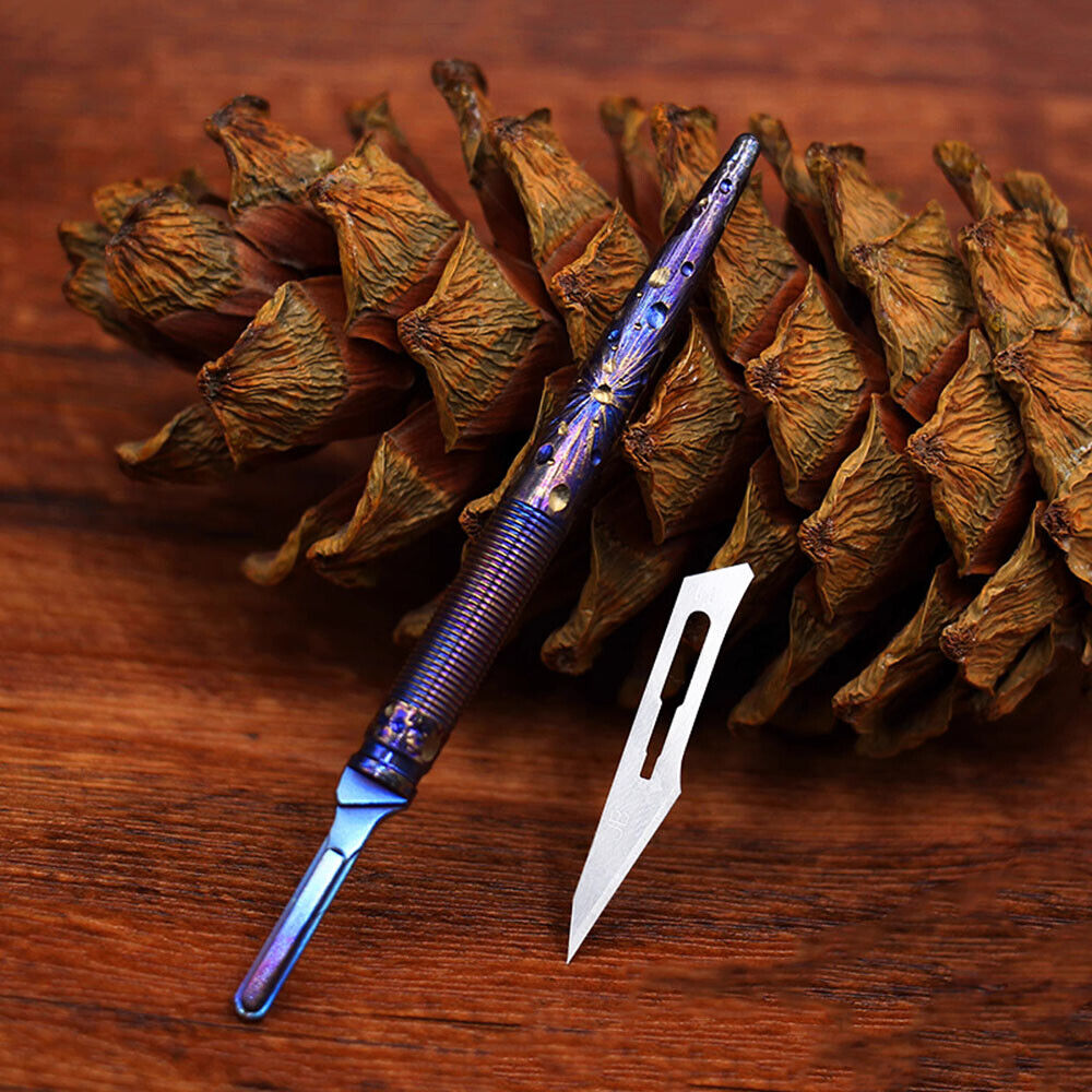 Titanium Pen Knife Paper Pocket Cutter Blade Replaceable Outdoor EDC Gift