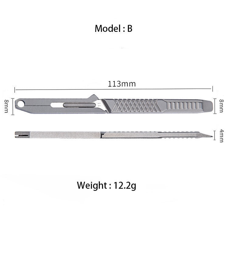 Titanium Pen Knife Paper Pocket Cutter Blade Replaceable Outdoor EDC Gift