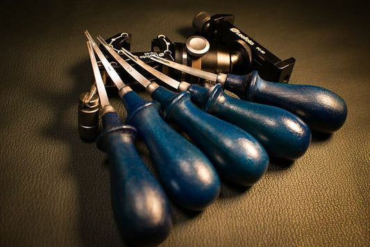 Professional blue handle Leathercraft Edge Bevelers Leather D2 Steel Edger Tools