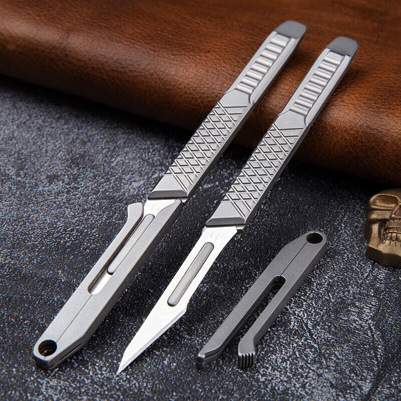 Titanium Pen Knife Paper Pocket Cutter Blade Replaceable Outdoor EDC Gift