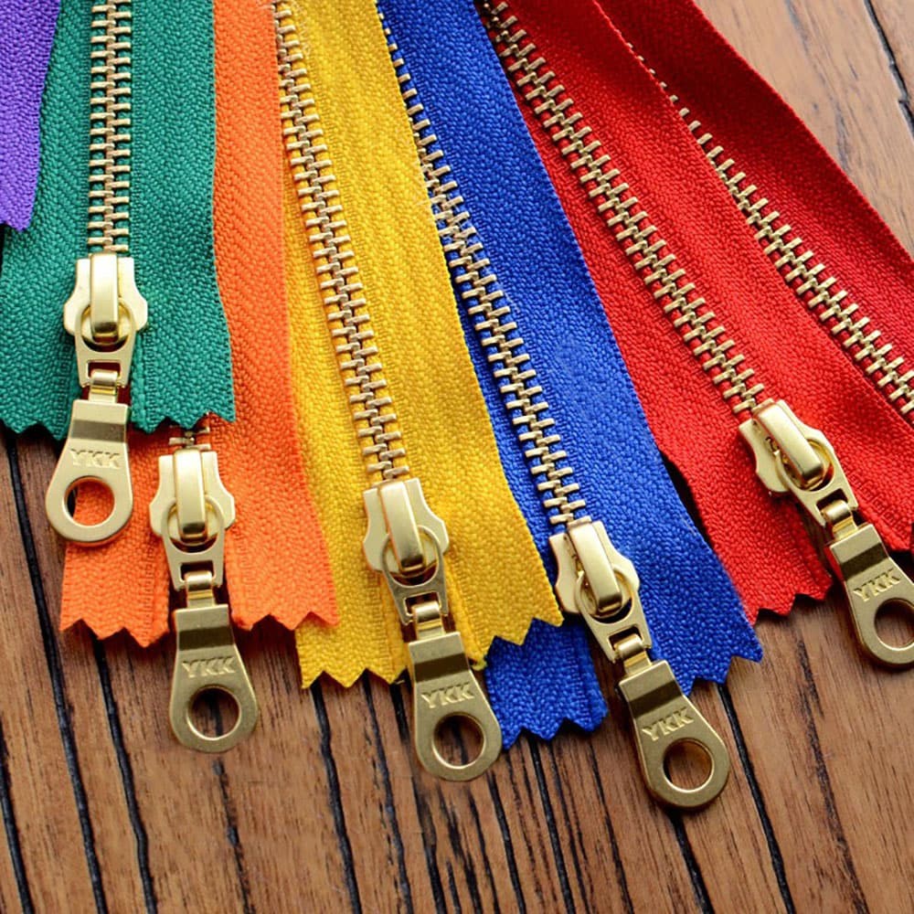 YKK 30cm Size #5 Metal Zipper Brass Pull for DIY Leather Bags Hardware Accessories