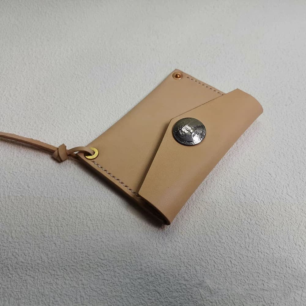 Handmade Japanese Style Unique Design Minimalist Genuine Leather Card Holder