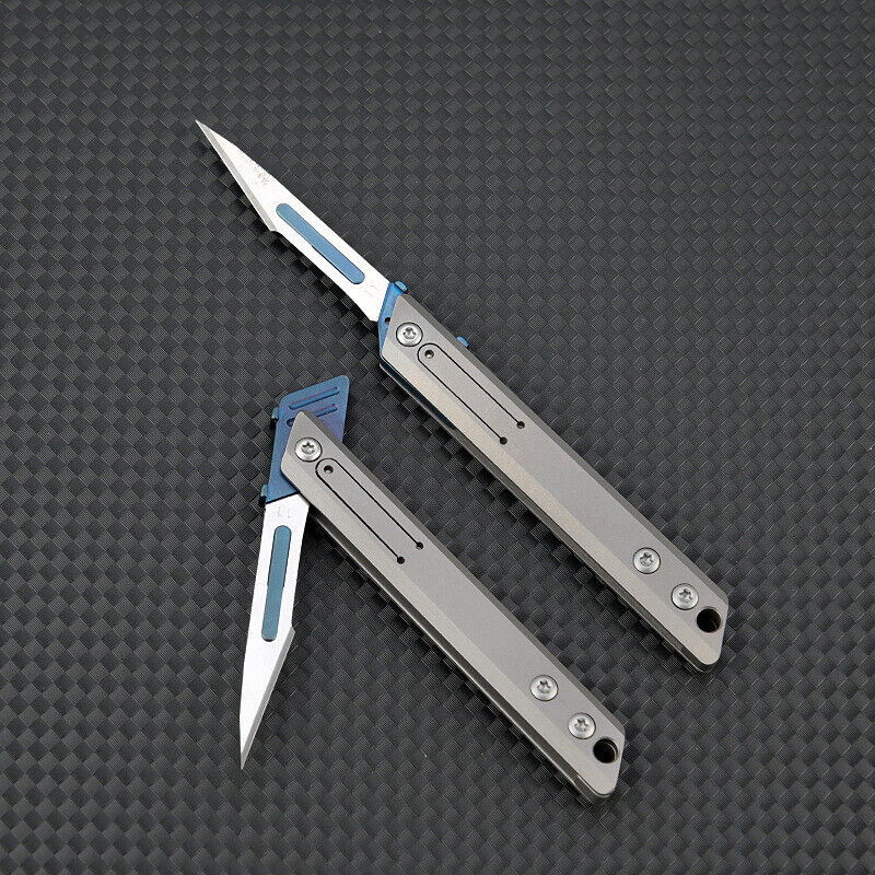 Minicuchillo plegable de titanio, cortador de papel de bolsillo, cuchilla reemplazable, para uso diario al aire libre