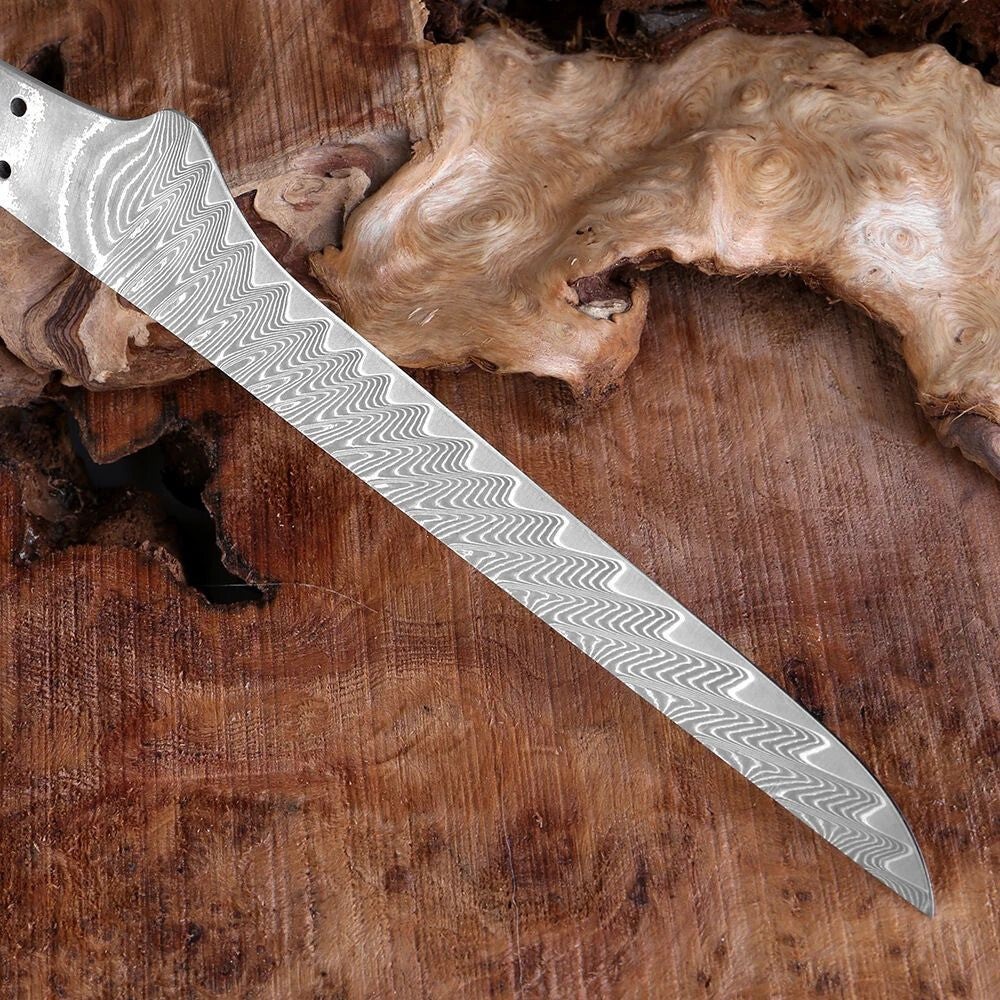Damascus Steel Chef Knife Blank Blade Material Home Hobby Kitchen Craft DIY Tool