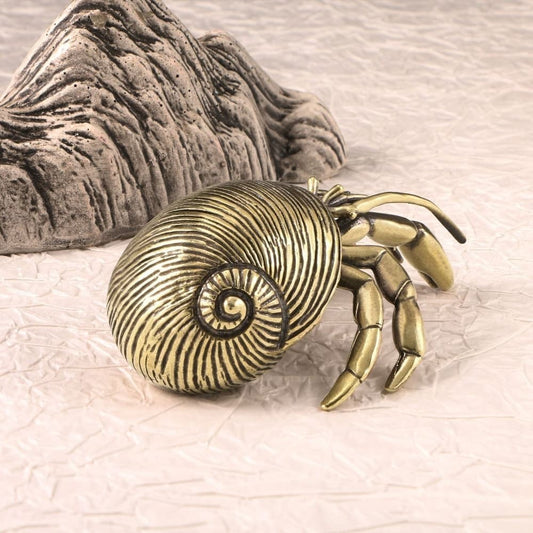 Antique Brass Hermit Crab Sculpture Vintage Desk Decor Collectible Ornament