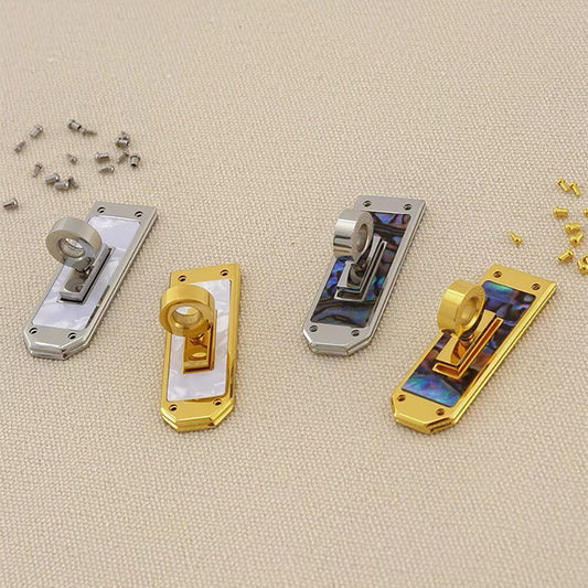 Stainless Steel Mother of Pearl Twist Lock Clasp for DIY Luxury Leather craft