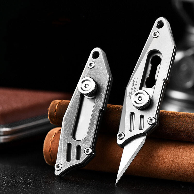 Mini Titan Legierung Utility Messer Schlüsselanhänger Tragbare EDC Klinge Austauschbare Cutter