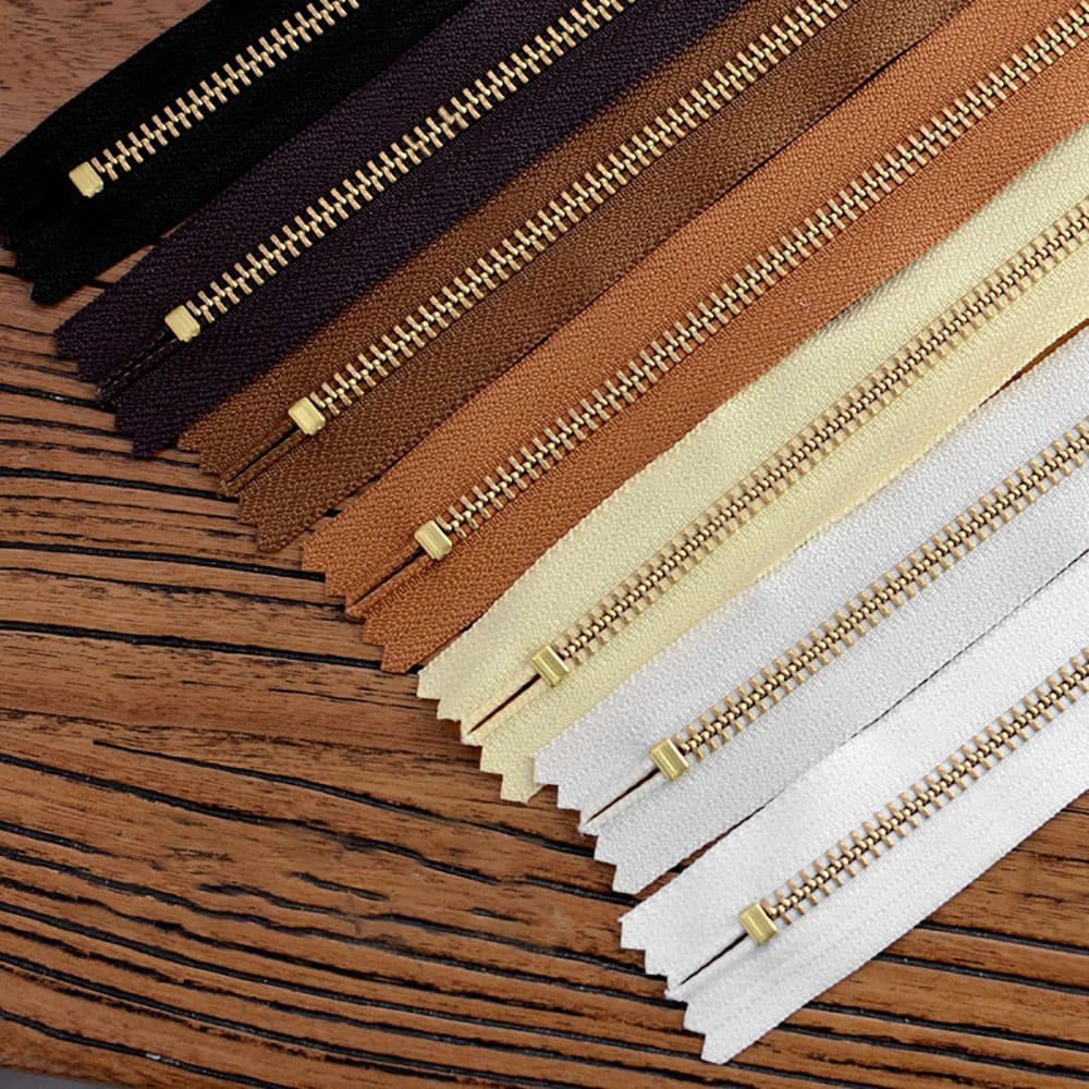 YKK 30cm Size #5 Metal Zipper Brass Pull for DIY Leather Bags Hardware Accessories