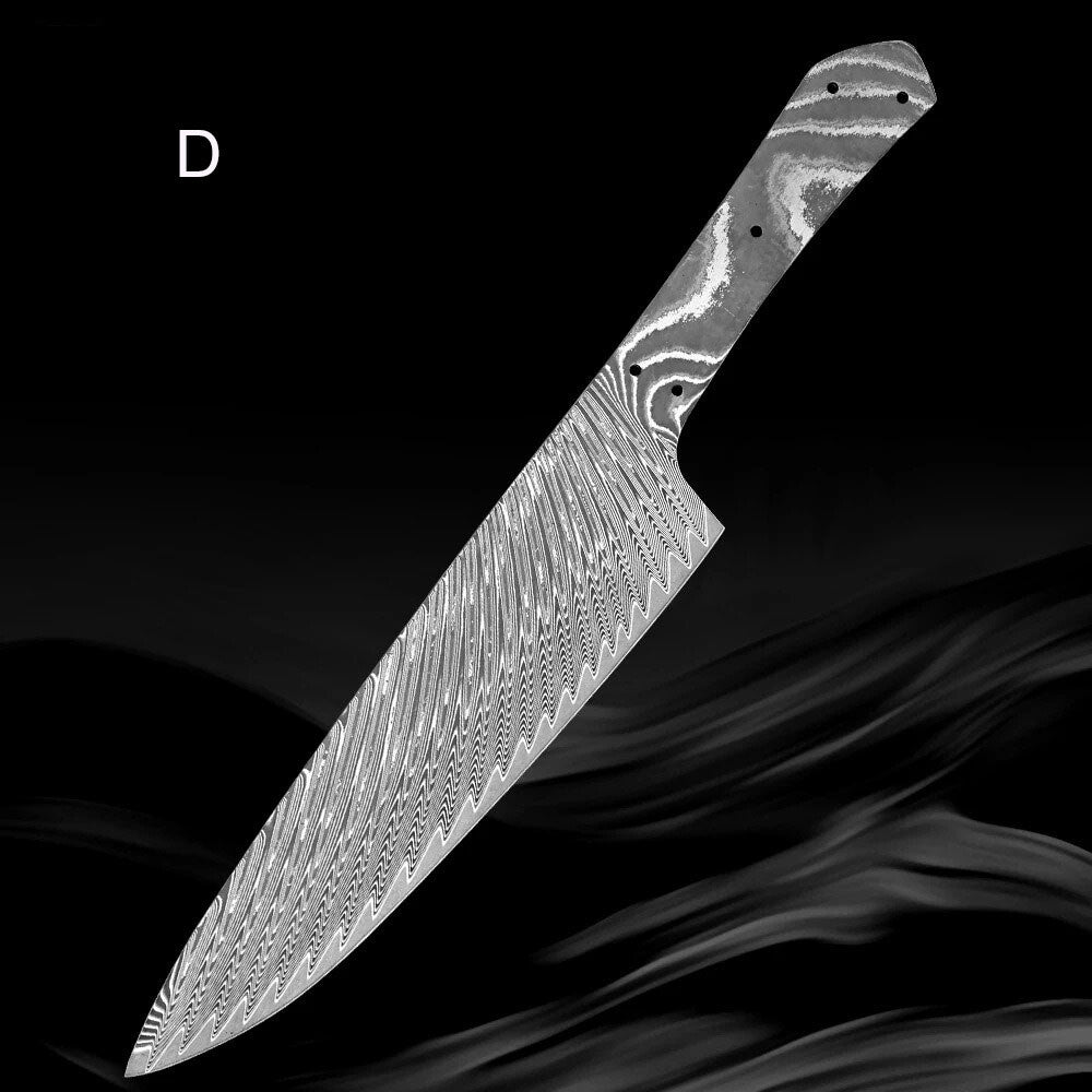 Damascus Steel Chef Knife Blank Blade Material Home Hobby Kitchen Craft DIY Tool