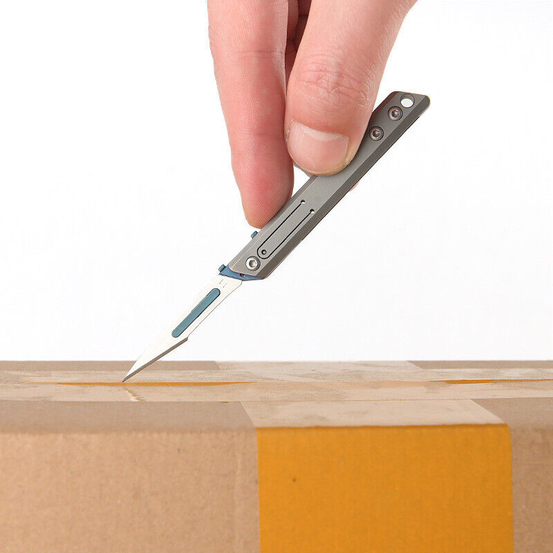 Minicuchillo plegable de titanio, cortador de papel de bolsillo, cuchilla reemplazable, para uso diario al aire libre