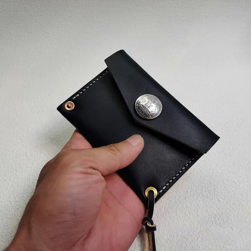 Handmade Japanese Style Unique Design Minimalist Genuine Leather Card Holder
