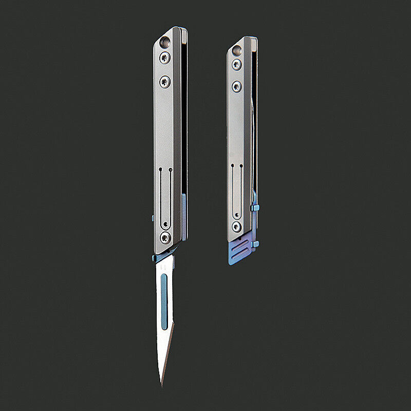 Minicuchillo plegable de titanio, cortador de papel de bolsillo, cuchilla reemplazable, para uso diario al aire libre