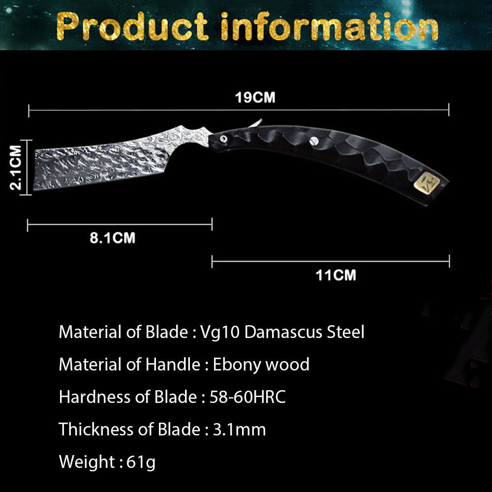 Damascus EDC Folding Knife Handmade Razor Sharp Pocket Shaver Ebony Wood Handle