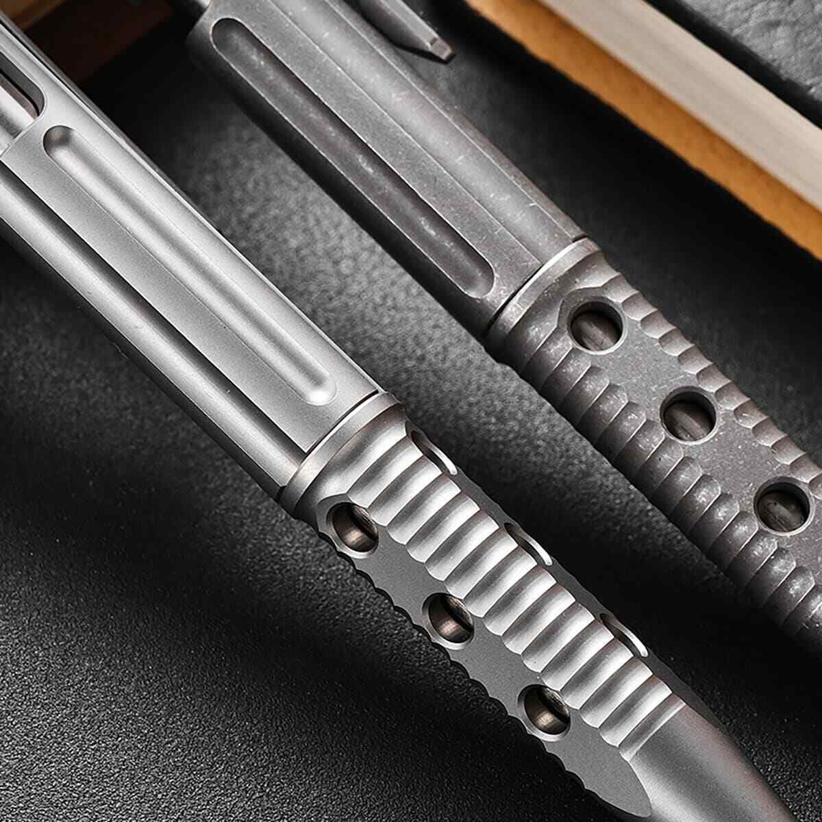 Colorful Baked Titanium Alloy Artistic Hollow Out Bolt Type Pen Outdoor EDC Gift