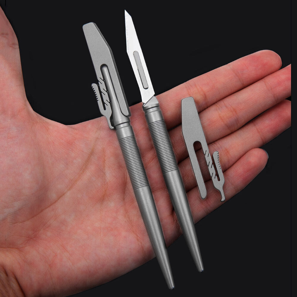 Titanium Pen Knife Paper Pocket Cutter Blade Replaceable Outdoor EDC Gift