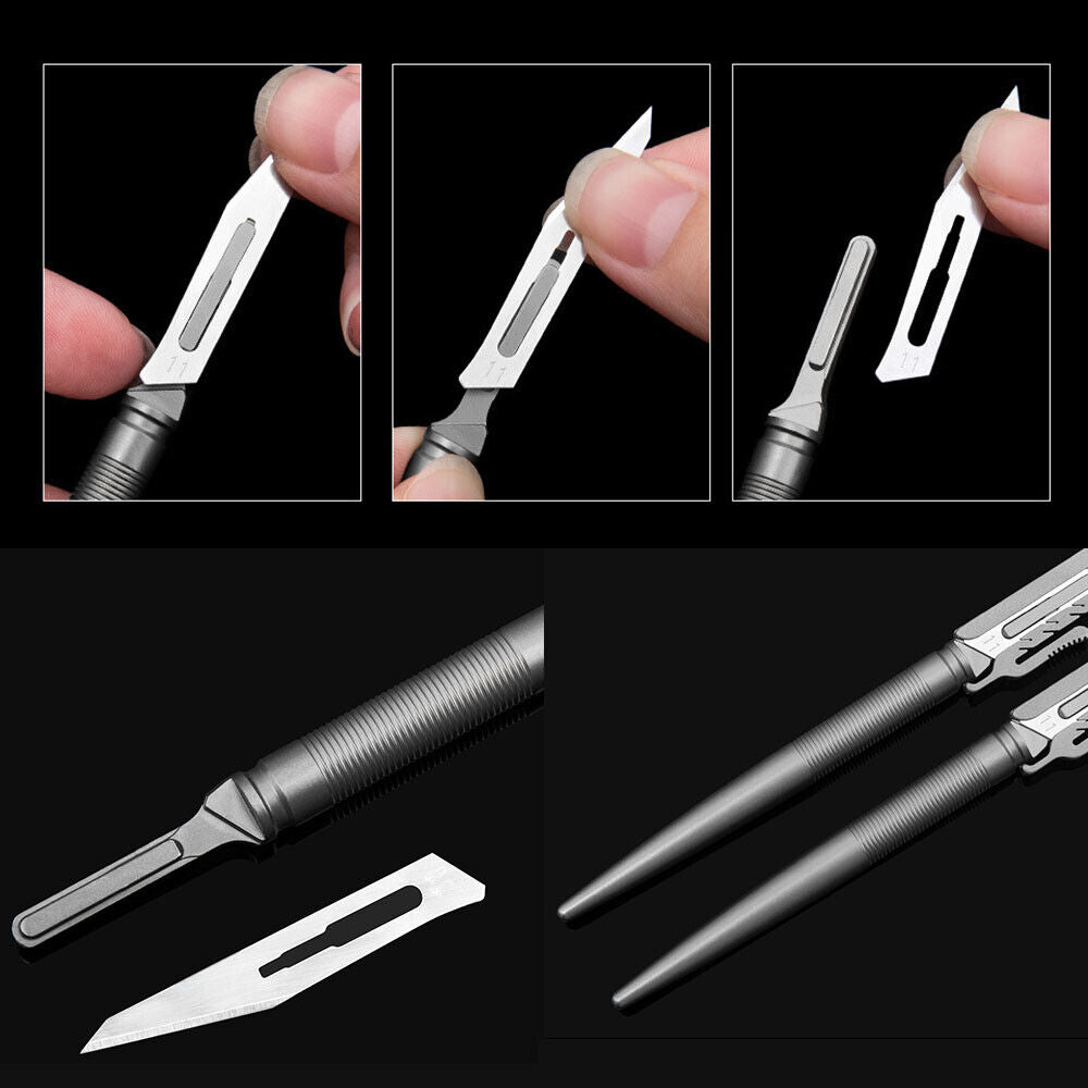 Titanium Pen Knife Paper Pocket Cutter Blade Replaceable Outdoor EDC Gift