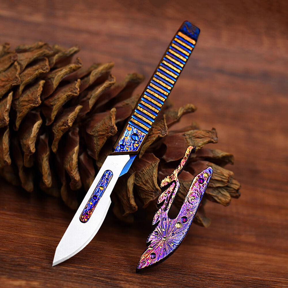 Titanium Pen Knife Paper Pocket Cutter Blade Replaceable Outdoor EDC Gift