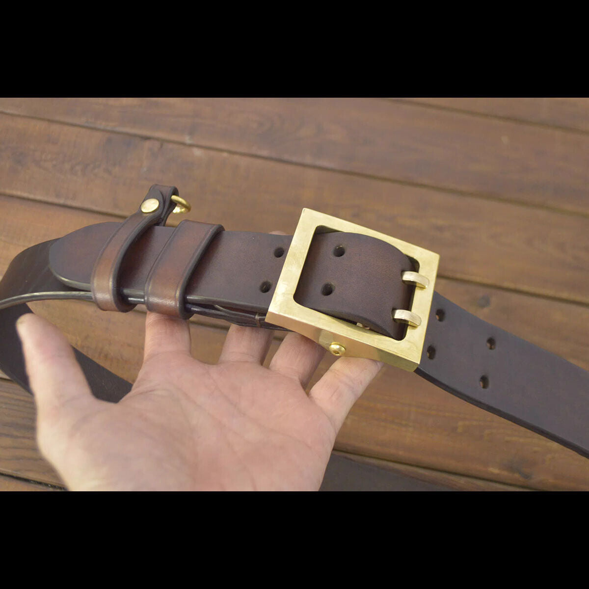 Handmade Custom made Leather Full Grain Cowhide 45mm Durable Belt Double Pin