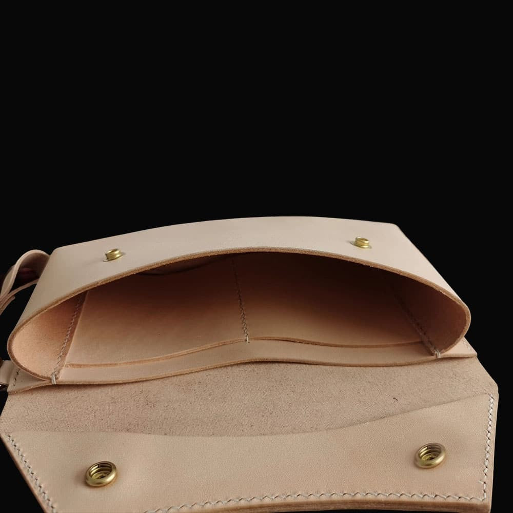 Handmade Leather Clutch Cosmetic Bag Vegetable Tanned Leather Phone Pouch