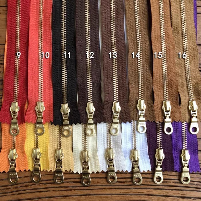 YKK 20cm Size #5 Metal Zipper Brass Pull for DIY Leather Bags Hardware Accessories