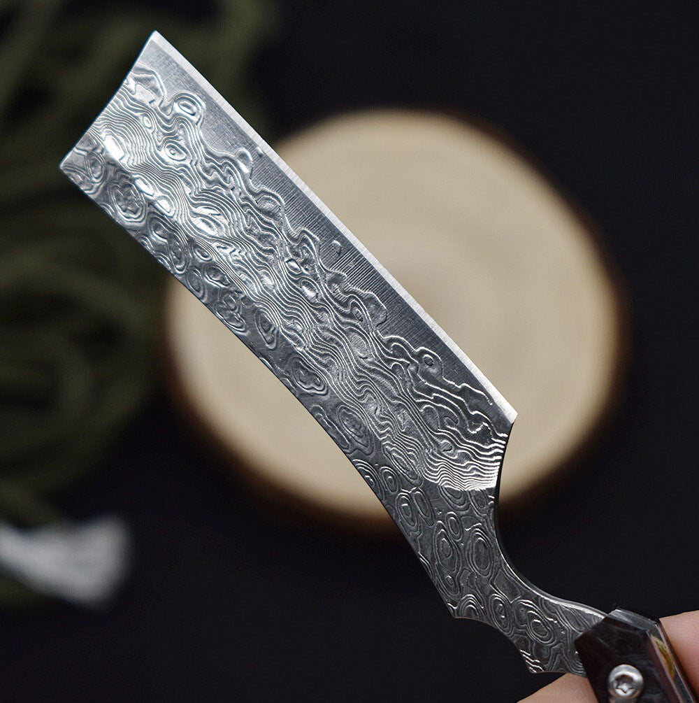 Damascus EDC Folding Knife Handmade Razor Sharp Pocket Shaver Ebony Wood Handle