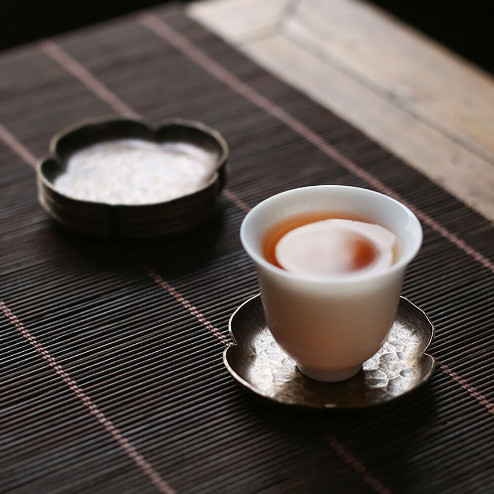 Handmade Hammered Brass Tea Coaster Japanese Style Heat Resistant Copper Tray