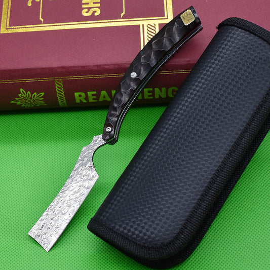 Damascus EDC Folding Knife Handmade Razor Sharp Pocket Shaver Ebony Wood Handle