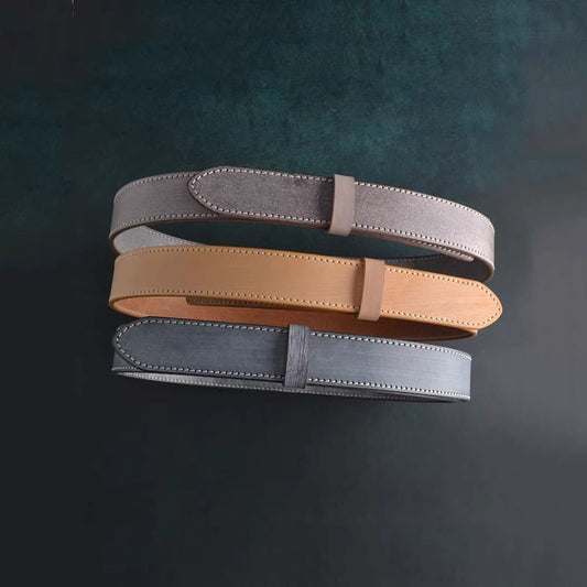 Handcrafted Italian Vegetable Tanned Leather Belt Strap with Hand Sewn Stitch