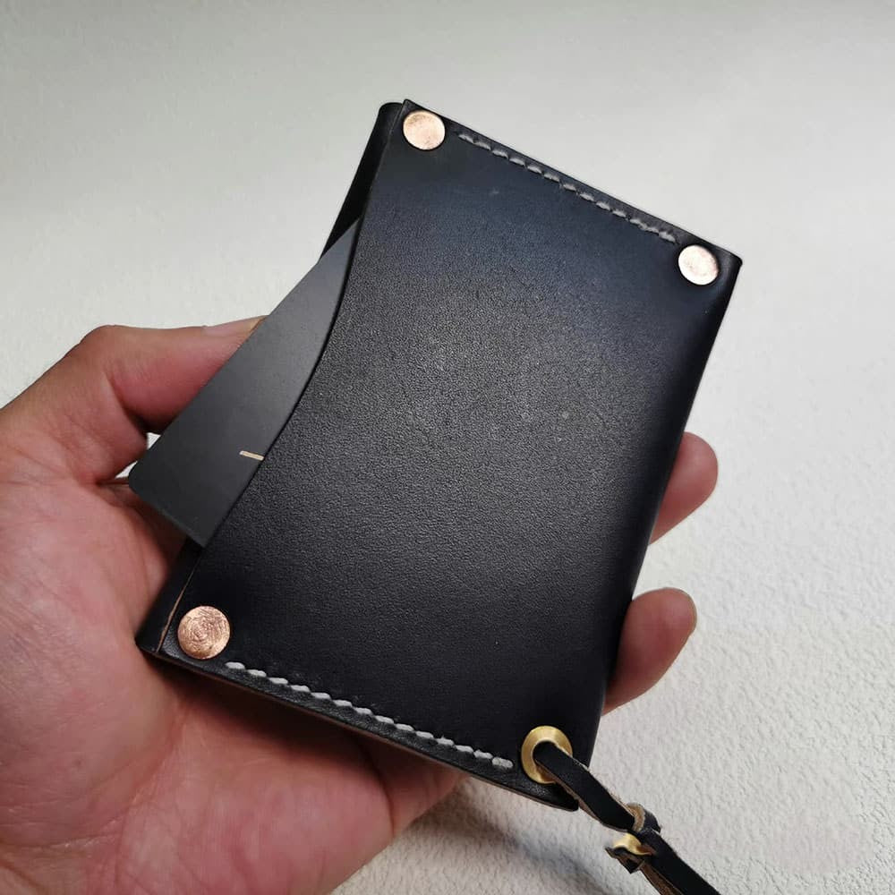 Handmade Japanese Style Unique Design Minimalist Genuine Leather Card Holder
