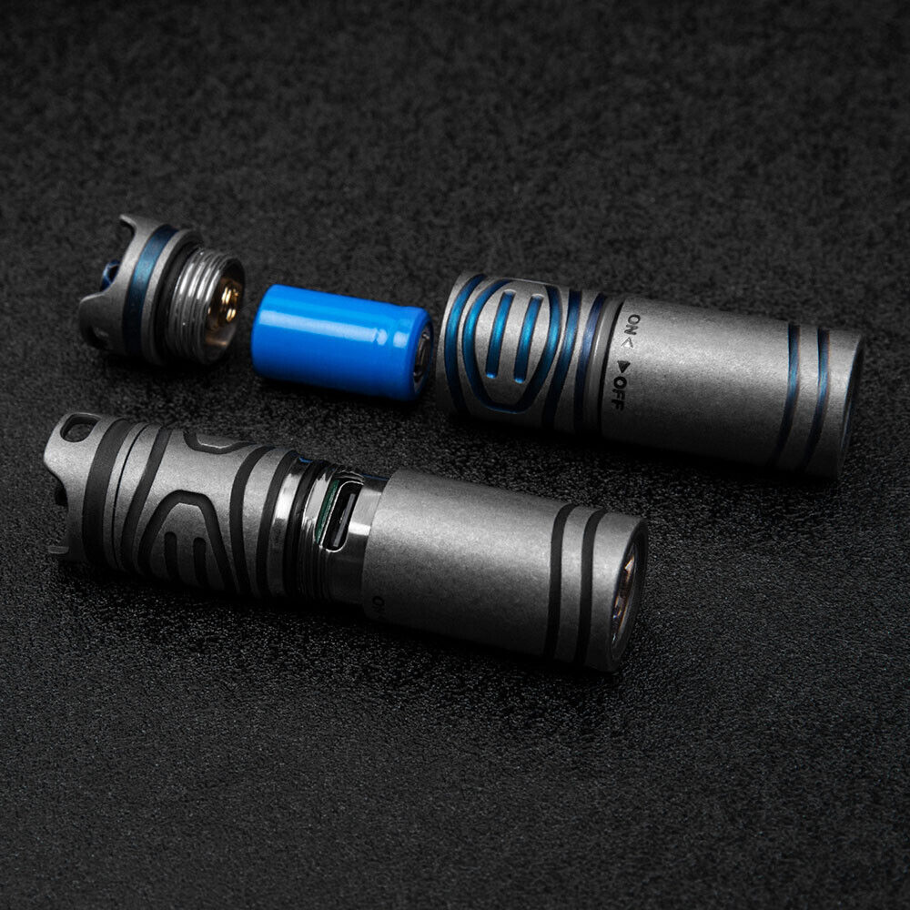 Minilinterna LED recargable de titanio, resistente al agua, llavero colgante EDC
