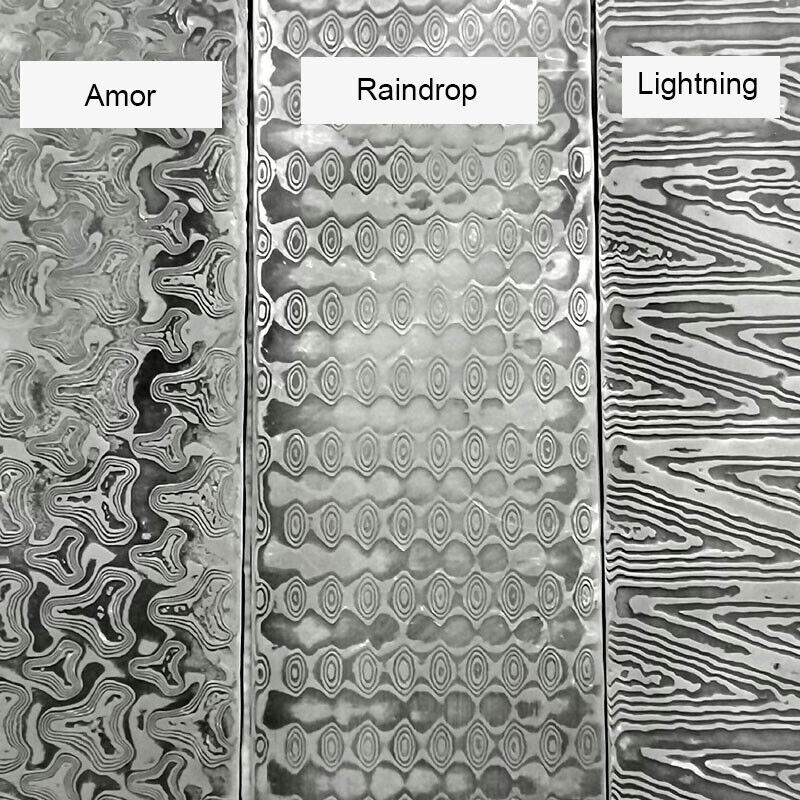 Nuevo diseño de barra de acero de Damasco en blanco para hacer cuchillas de cuchillo, material de bricolaje