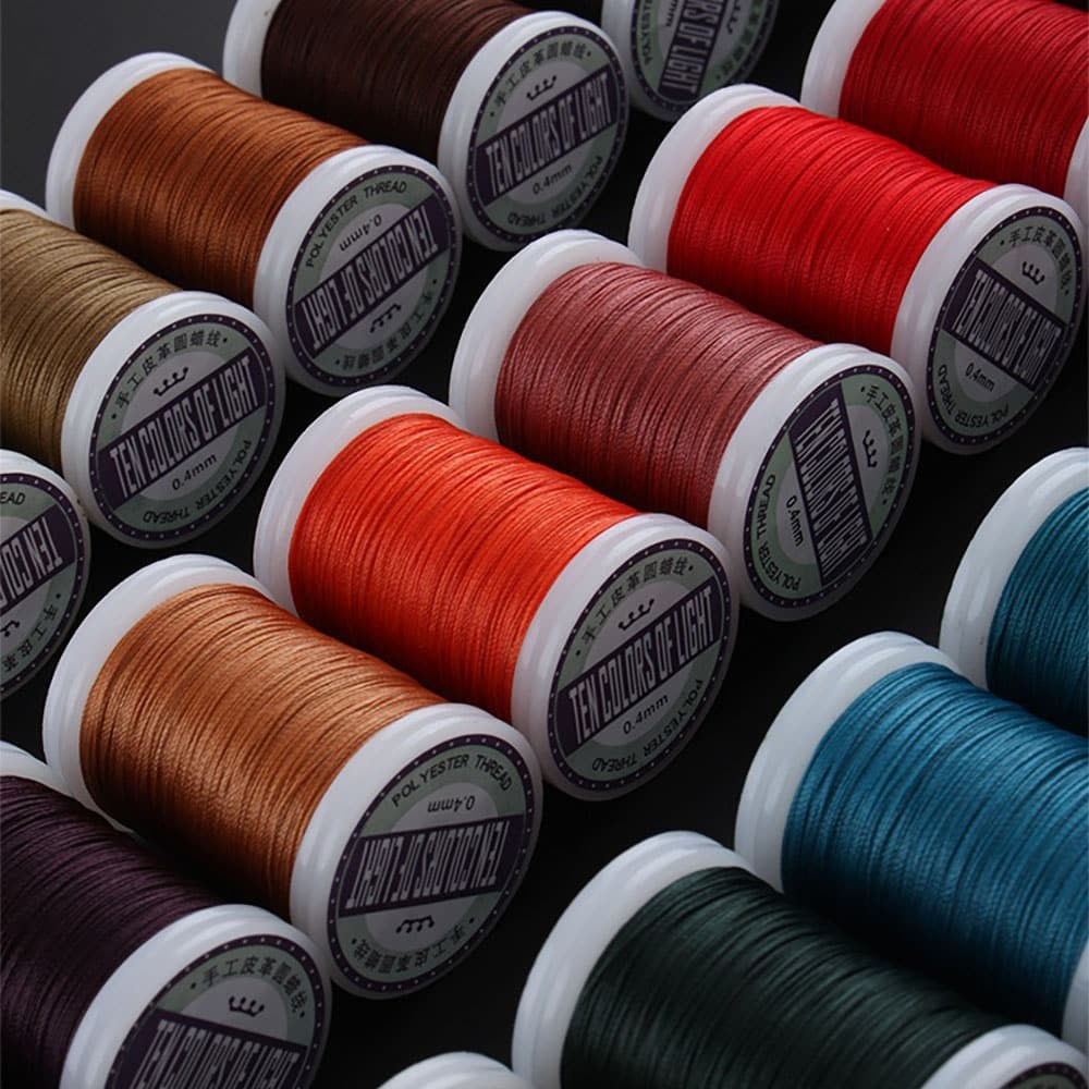 Hand Sewing Polyester Waxed Thread 0.4mm 135m No Fray No Fuzz for Leather DIY