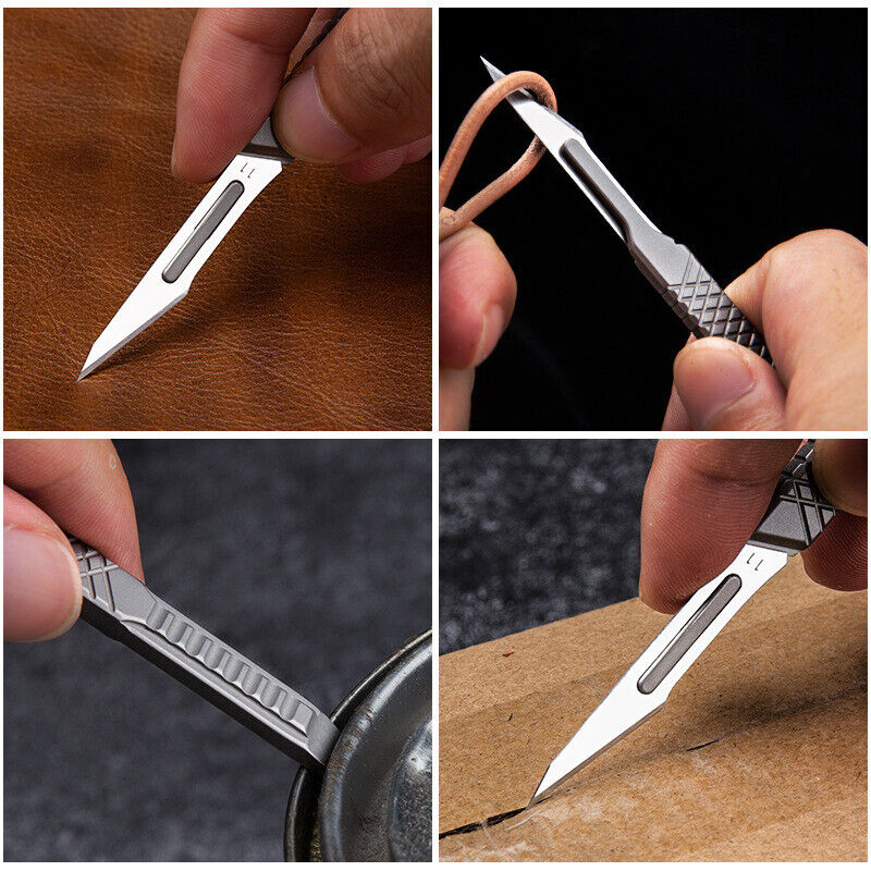 Titanium Pen Knife Paper Pocket Cutter Blade Replaceable Outdoor EDC Gift