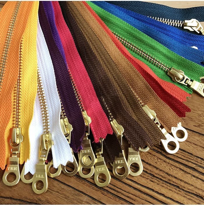 YKK 20cm Size #5 Metal Zipper Brass Pull for DIY Leather Bags Hardware Accessories
