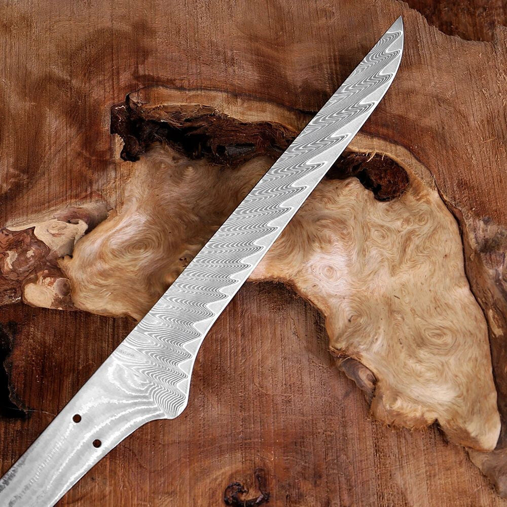 Damascus Steel Chef Knife Blank Blade Material Home Hobby Kitchen Craft DIY Tool