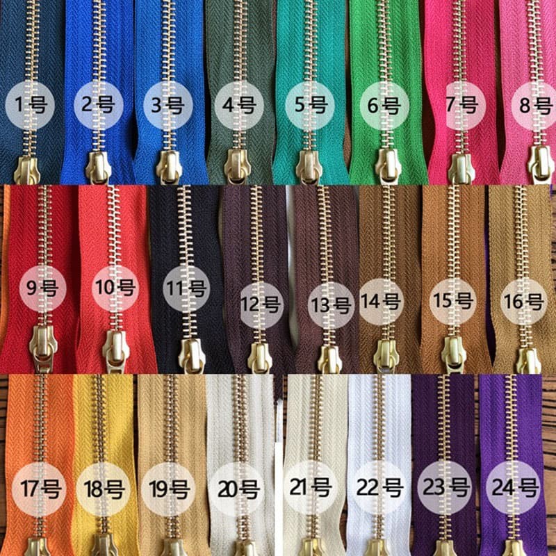 YKK 20cm Size #5 Metal Zipper Brass Pull for DIY Leather Bags Hardware Accessories