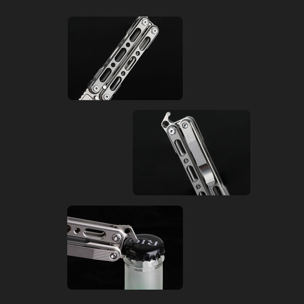 Titanium Practice Balisong Butterfly Trainer Folding Knife bottle opener EDC Outdoor Toy