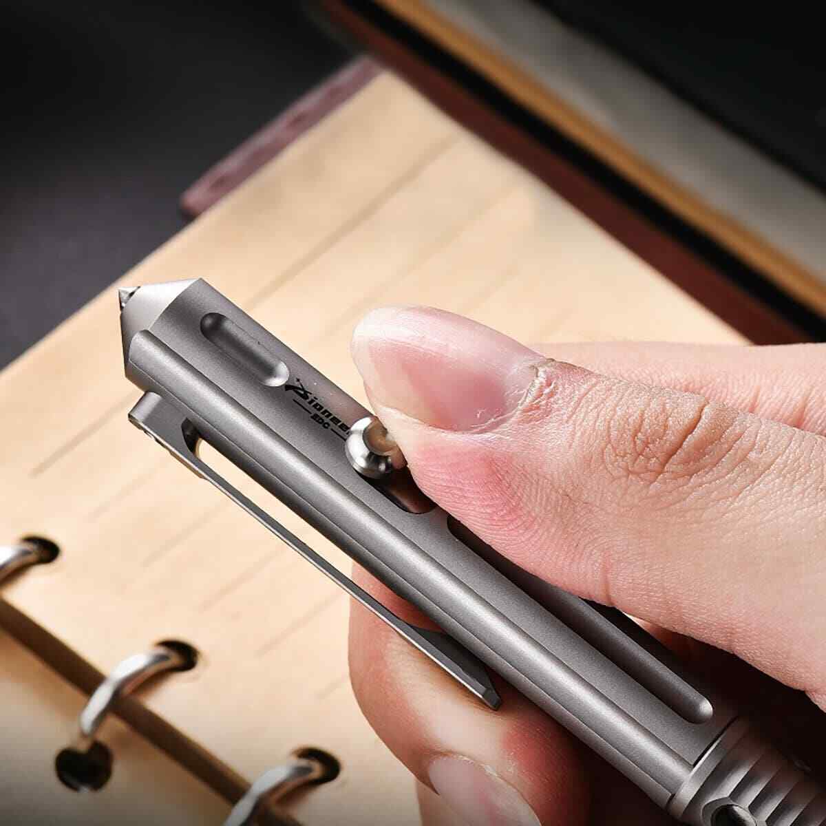 Colorful Baked Titanium Alloy Artistic Hollow Out Bolt Type Pen Outdoor EDC Gift