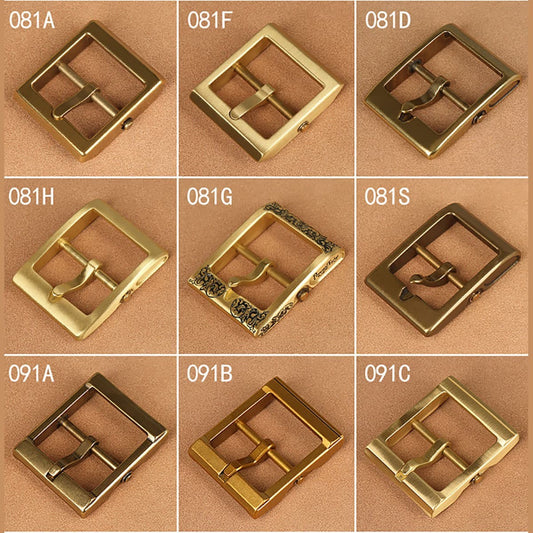 Brass Belt Buckle for Men Leather Belt Pin Buckle Stainless Steel Vintage Style