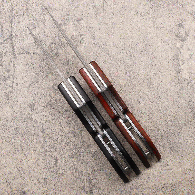 Cuchillo plegable portátil de alta dureza para exteriores con hoja de Damasco y mecanismo variable