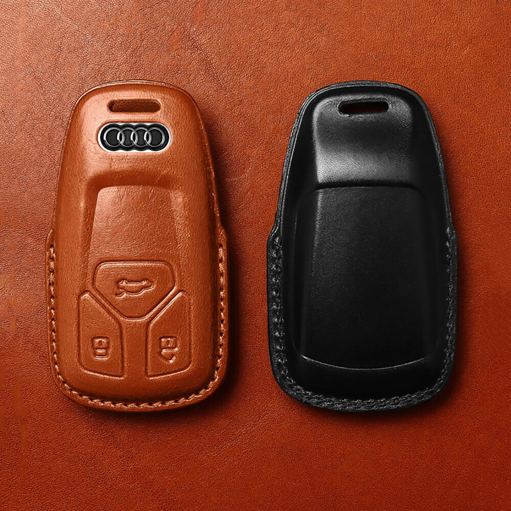 Handmade Genuine Leather Craft Car Key Fob Case Cover For AUDI Keychains bag