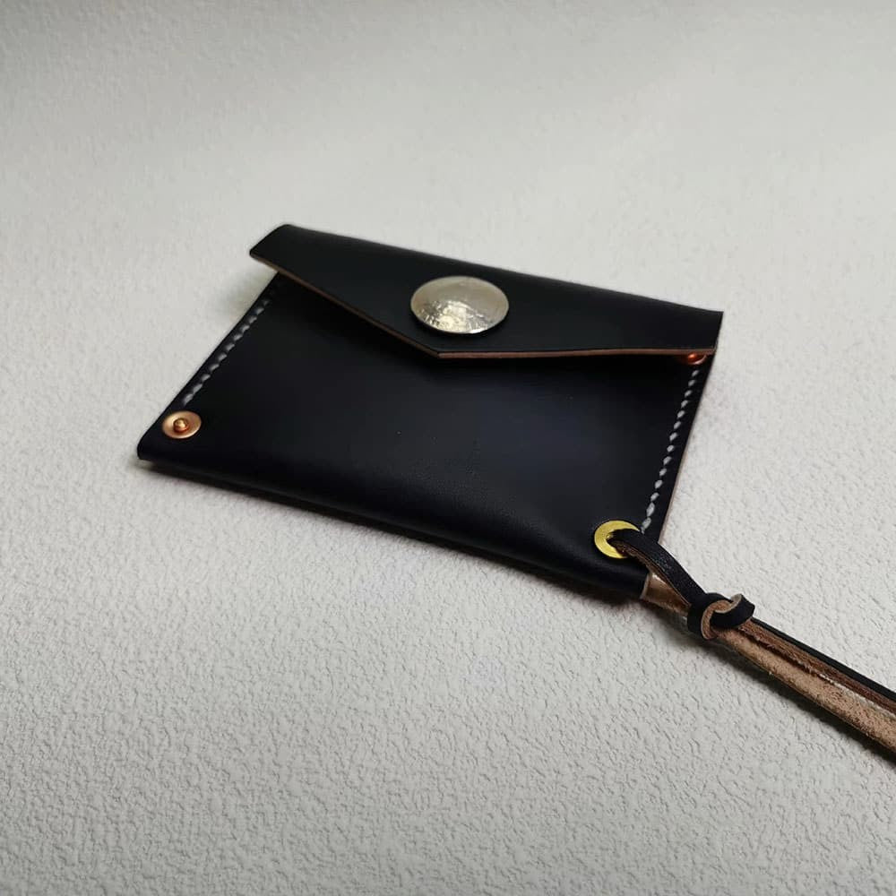 Handmade Japanese Style Unique Design Minimalist Genuine Leather Card Holder