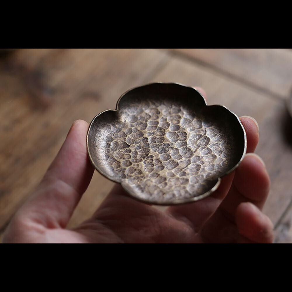 Handmade Hammered Brass Tea Coaster Japanese Style Heat Resistant Copper Tray
